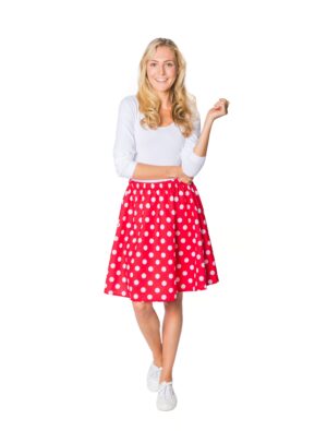 Rock mit weißen Punkten Damen rot S/M