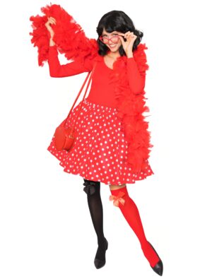 Rock mit weißen Punkten Damen rot/weiß S/M