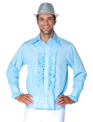 Rüschenhemd Herren blau M
