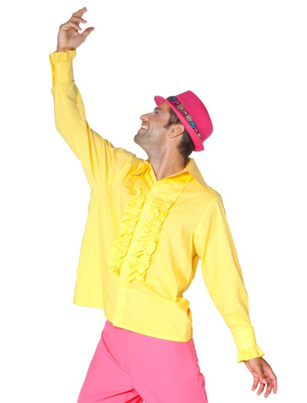 Rüschenhemd Herren gelb XL