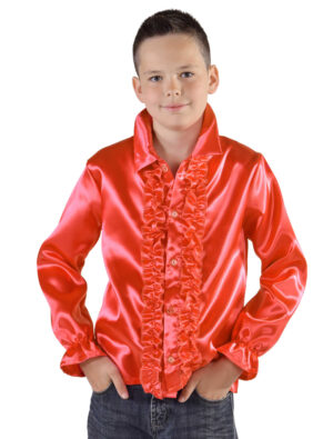 Rüschenhemd Satin Kinder rot
