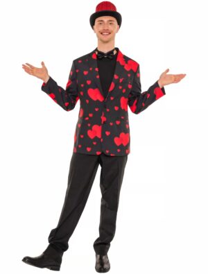 Sakko Herzen Herren schwarz/rot XS