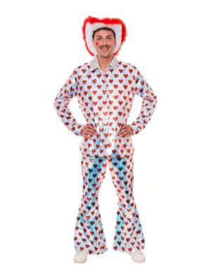 Schlaghose Herzen mit Wendepailletten Damen weiß/rot S/M