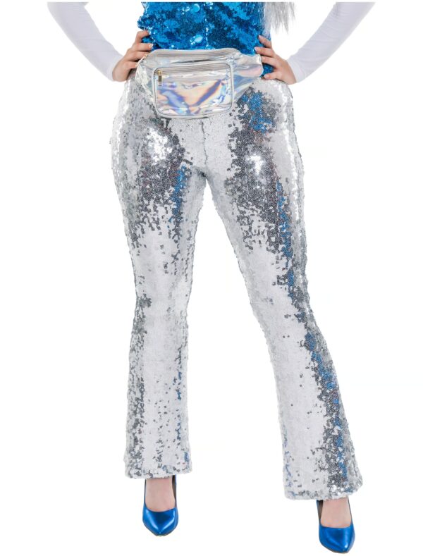 Schlaghose Pailletten Damen silber 2XL/3XL