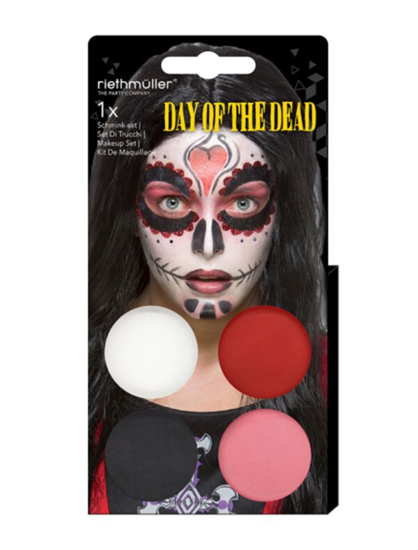 Schmink-Set Day Of The Dead schwarz/weiß/rot Schminke für Karneval & Fasching