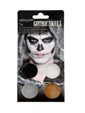 Schmink-Set Totenkopf schwarz/weiß Schminke für Karneval & Fasching