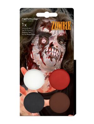 Schmink-Set Zombie schwarz/weiß/rot Schminke für Karneval & Fasching