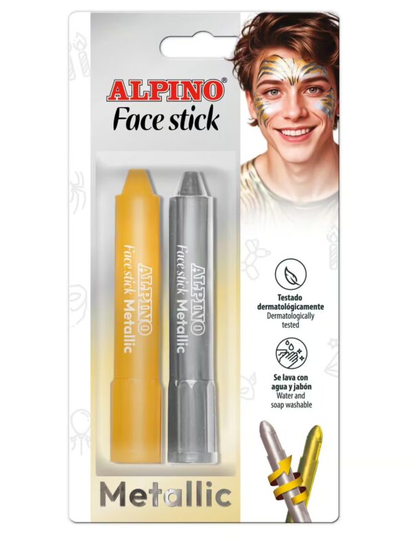 Schminkstifte 2 Stk. Metallic gold/silber Schminke für Karneval & Fasching
