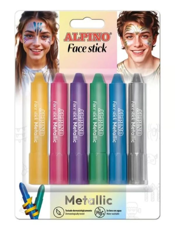 Schminkstifte 6 Stk. Metallic bunt Schminke für Karneval & Fasching Farbe: bunt