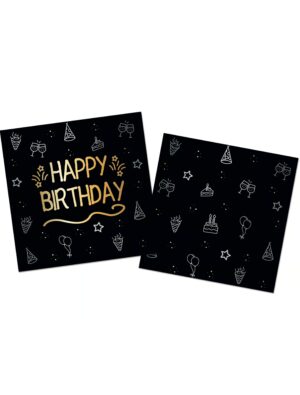 Servietten Happy birthday 16 Stk. schwarz