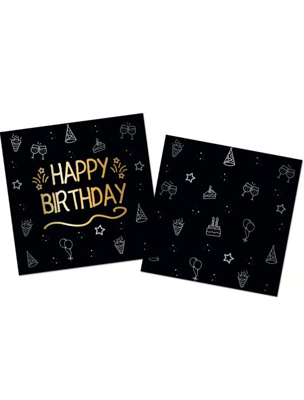 Servietten Happy birthday 16 Stk. schwarz