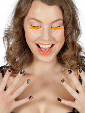 Set Wimpern und Nägel Disco Farbe: bunt
