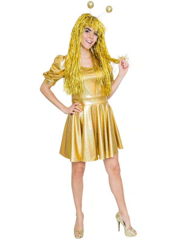 Spacekleid Laser Damen gold 2XL