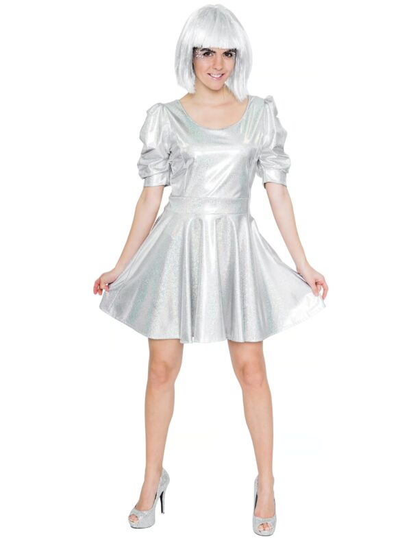 Spacekleid Laser Damen silber M