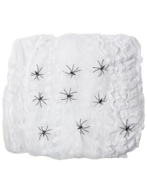 Spinnenwebendeko mit 9 Spinnen XL weiß