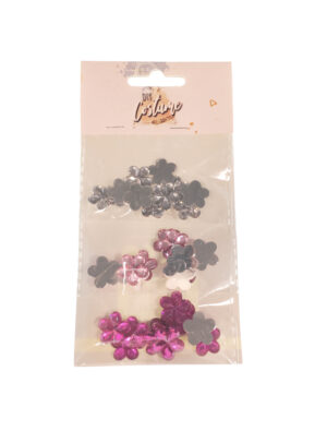 Strasssteine Blume silber/pink/lila 30 Stk. Schminke für Karneval & Fasching