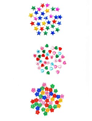 Strasssteine Stern/Herz/Blume bunt 105 Stk. Schminke für Karneval & Fasching Farbe: mehrfarbig