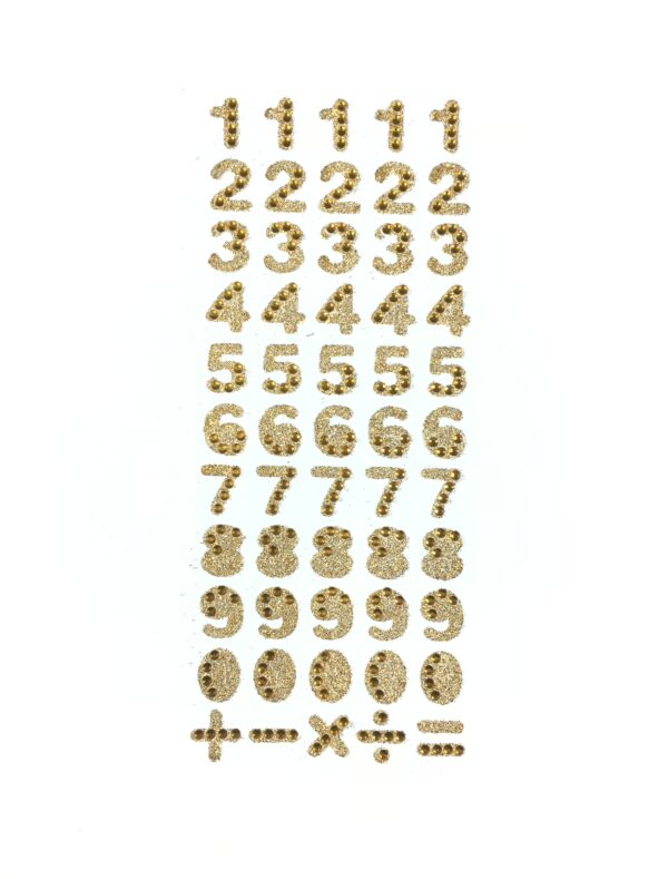 Strasssticker 0-9 55 Stk. gold Schminke für Karneval & Fasching