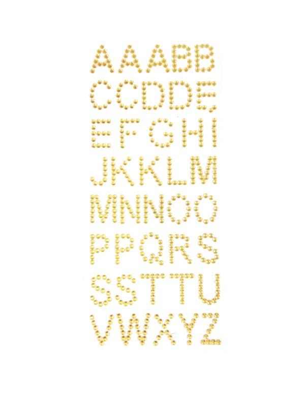 Strasssticker A-Z 40 Stk. gold Schminke für Karneval & Fasching