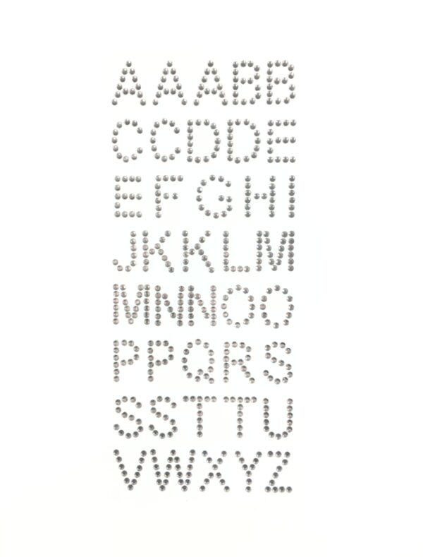 Strasssticker A-Z 40 Stk. silber Schminke für Karneval & Fasching