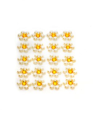 Strasssticker Blume gelb/weiß 20 Stk. Schminke für Karneval & Fasching