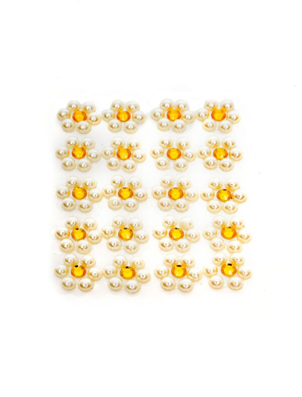 Strasssticker Blume gelb/weiß 20 Stk. Schminke für Karneval & Fasching