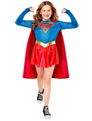 Supergirl 3-tlg. Kinder rot/blau 8-10 Jahre