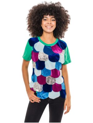 T-Shirt Fisch mit Schuppen Damen grün XL