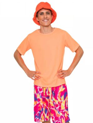 T-Shirt Neon Unifarben Herren neonorange L/XL