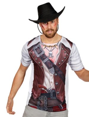 T-Shirt Pirat mit Druck Herren braun/weiß 54
