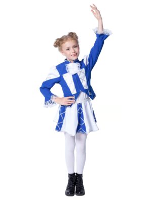 Tanzmariechen Kinder 2-tlg. blau/weiß 140