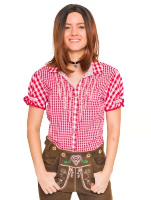 Trachtenbluse Irmgard kariert Damen rot/weiß 52