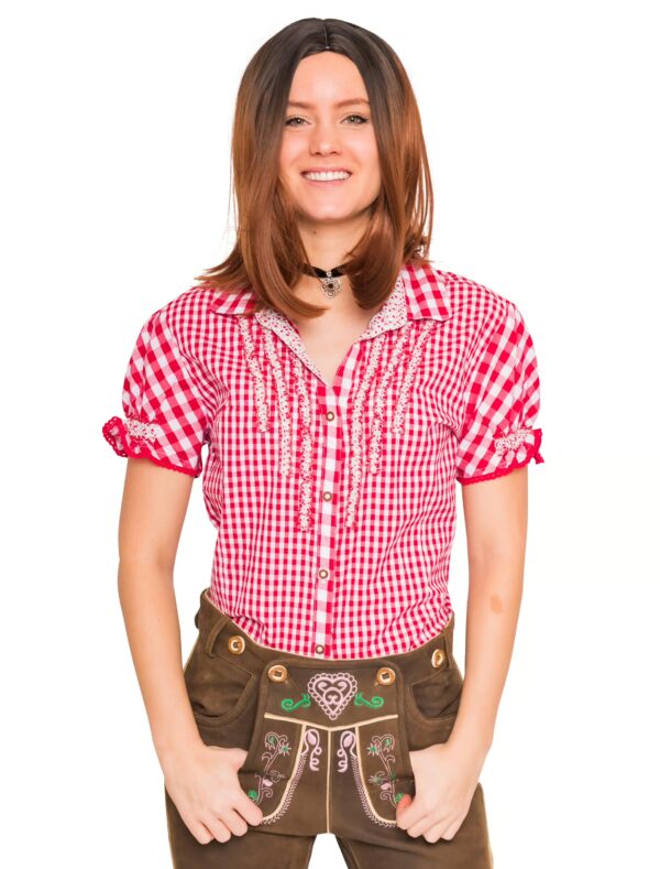 Trachtenbluse Irmgard kariert Damen rot/weiß 52