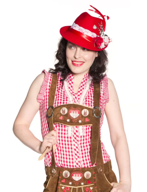 Trachtenbluse ärmellos Damen rot/weiß S