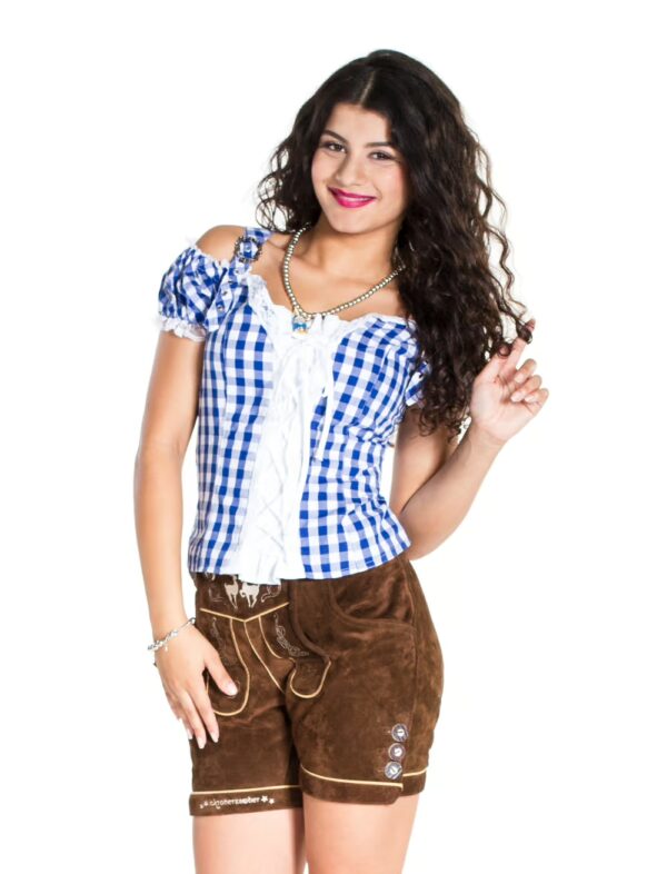 Trachtenbluse mit Schnürung Damen blau/weiß S