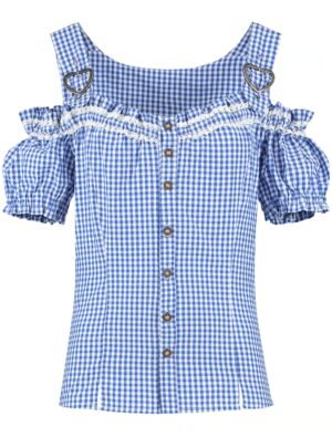 Trachtenbluse mit Trägern Damen blau/weiß 36