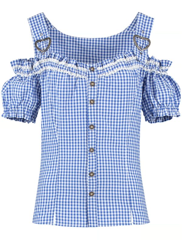 Trachtenbluse mit Trägern Damen blau/weiß 36