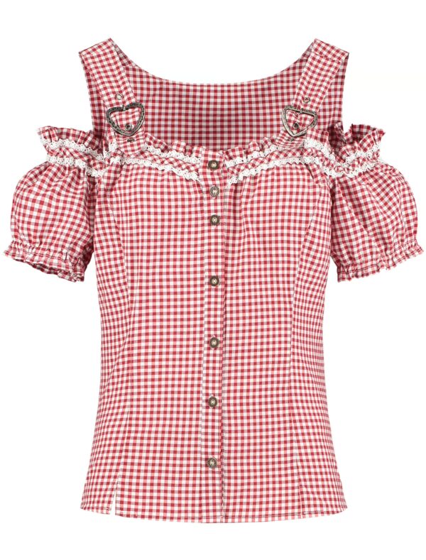 Trachtenbluse mit Trägern Damen rot/weiß 36