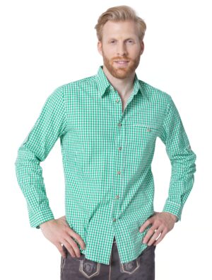 Trachtenhemd Herren grün/weiß 2XL