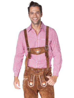 Trachtenhemd Herren rot/weiß 4XL