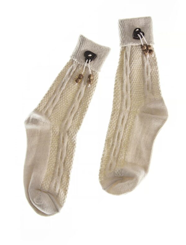 Trachtensocken Damen mit Herzmuster beige 35-38