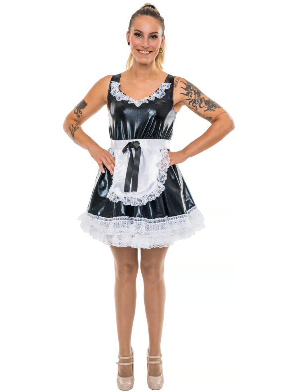 Trägerkleid Dienstmädchen 2-tlg. Damen schwarz/weiß S-M
