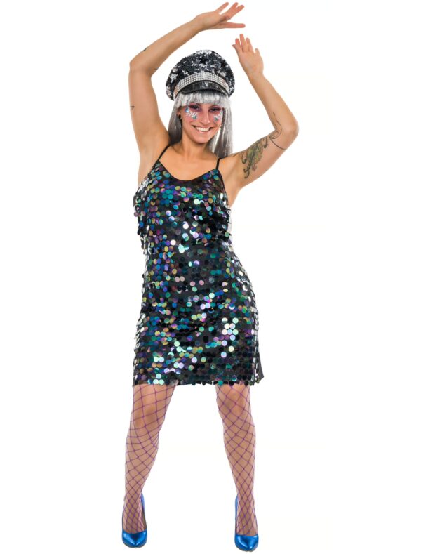 Trägerkleid Pailletten Damen schwarz S