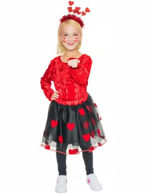 Tüllrock Herzen Kinder schwarz/rot one size