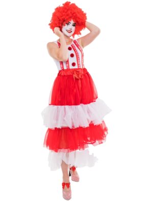 Tüllrock lang Damen rot/weiß one size