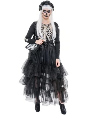 Tüllrock lang Damen schwarz one size