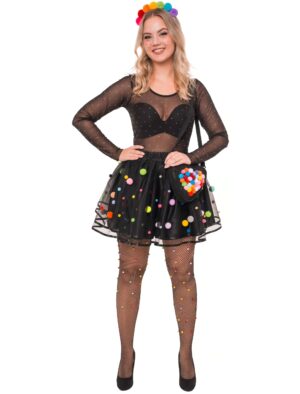Tüllrock mit Pompoms Damen bunt one size Farbe: bunt
