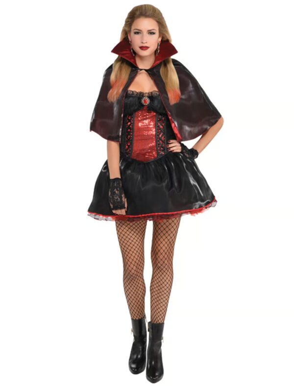Vampir Damen schwarz/rot 3-tlg. schwarz/rot S