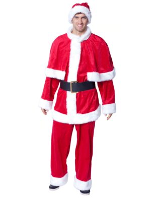 Weihnachtsmann Anzug Samt 4-tlg. Herren rot/weiß 56-58