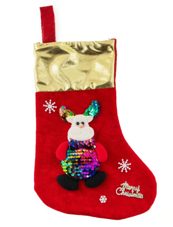 Weihnachtssocke Rentier rot/gold